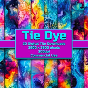 Tie Dye Seamless Pattern Groovy Digitaler Download Psychedelische Fliesen Hintergrund Hippie-Tapete Mandala Kommerzielle Nutzung Trippy Digital Paper