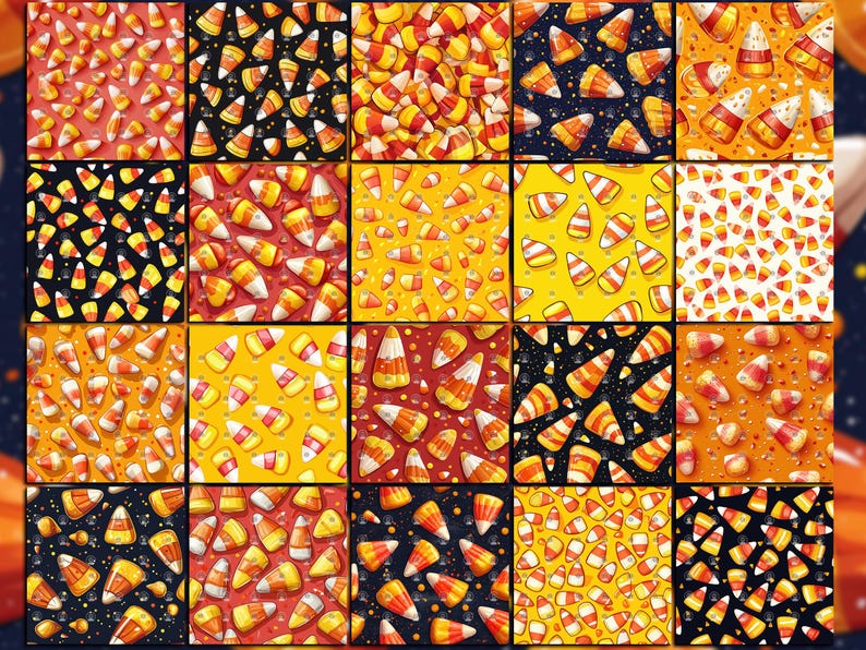 Candy Corn Seamless Pattern Digital Download Tile Background Autumn ...