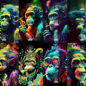 Psychedelic Monkey Phone Wallpaper Digital Download Backgrounds Trippy iPhone Background Stoned Monkey Android Background Hippie Wallpapers image 2