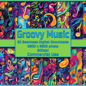 Groovy Music Seamless Pattern Digital Download Tile Background Music Notes Wallpaper Commercial Use Texture Musician Digital Paper