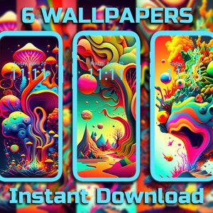 Trippy Phone Wallpaper 6 Pack Digital Download AI Backgrounds iPhone Backgrounds Psychedelic Android Backgrounds Trippy Wallpapers