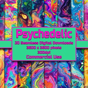 Psychedelische Nahtlose Muster Digitaler Download Kachel-Hintergrund Trippy Tapete Kommerzielle Nutzung Textur Psychedelische Digitales Papier Hypnotisch
