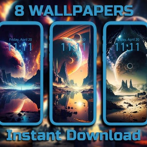 Space Landscape Phone Wallpaper 8 Digital Download Backgrounds Planet iPhone Background Space Android Background Sci-Fi Landscape Wallpaper