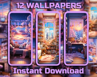 Winter Lofi Phone Wallpaper 12 Digital Download Backgrounds Lofi Study iPhone Wallpaper Anime Android Wallpaper Lofi Hip Hop Background