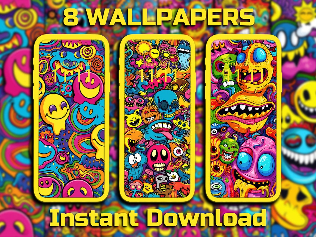 Trippy Smiley Toon Phone Wallpaper 8 Digital Download Backgrounds  Psychedelic iPhone Wallpaper Emoji Android Wallpaper Cartoon Wallpaper -  Etsy, image size:1080x810
