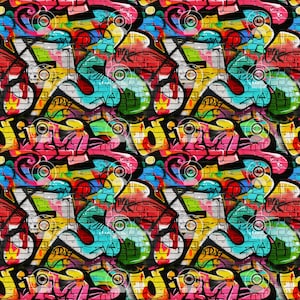 Urban Graffiti Seamless Pattern Digital Download Tile Background ...