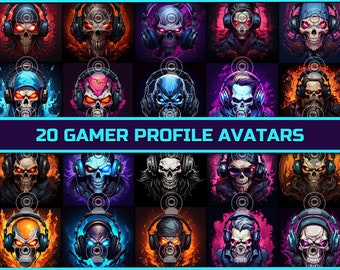 Epic Skull Gamer 20 Digital Download Gaming Profile Logos, High-Resolution Esports Avatars for Streamers Twitch YouTube TikTok Instagram