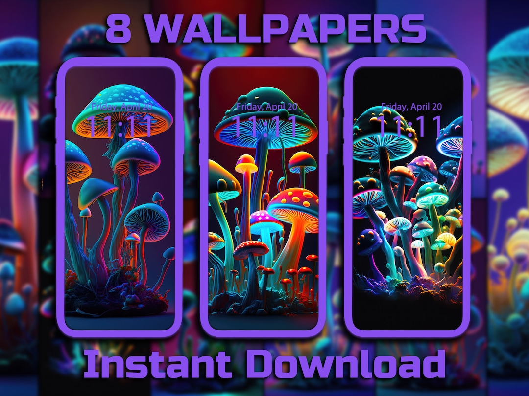 Trippy Shrooms Phone Wallpaper 8 Pack Digital Download Backgrounds ...
