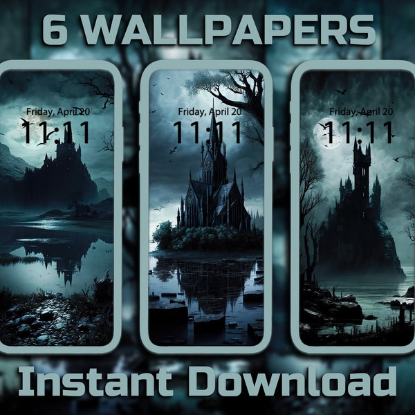 Gothic Castle Phone Wallpaper 6 Pack Digital Download Backgrounds iPhone Backgrounds Dark Gothic Android Backgrounds Dark Fantasy Wallpapers