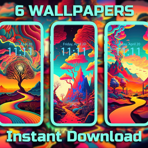 Psychedelic Landscape iPhone Android Wallpaper 6 Digital Download Backgrounds Wallpapers Surreal Psychedelic Backgrounds Trippy Wallpapers