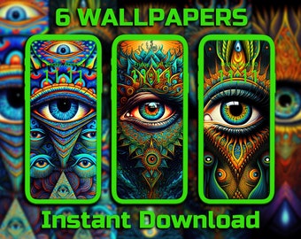 Trippy Third Eye Phone Wallpaper 6 Digital Download Backgrounds Spiritual iPhone Wallpaper Psychedelic Android Backgrounds Trippy Wallpapers