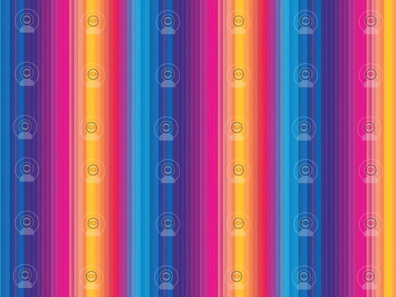 May include: A bright, multi-coloured pattern with vertical stripes in blue, purple, pink, orange, and yellow. The design incorporates a repeating, transparent webcam graphic, creating a modern, tech-inspired aesthetic.