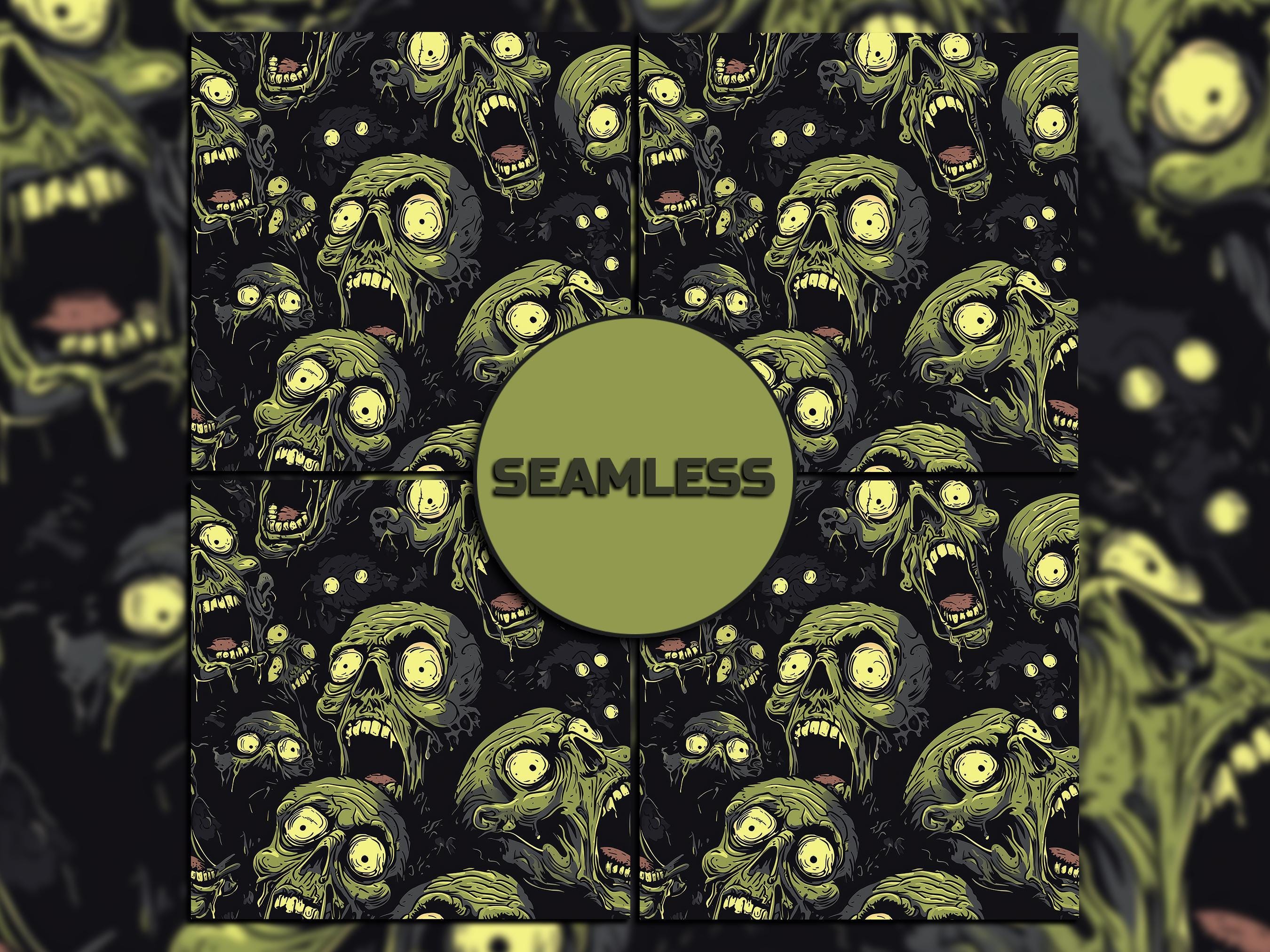 Undead Patterns Horror Zombie Seamless Pattern Digital Download Tile Background ...