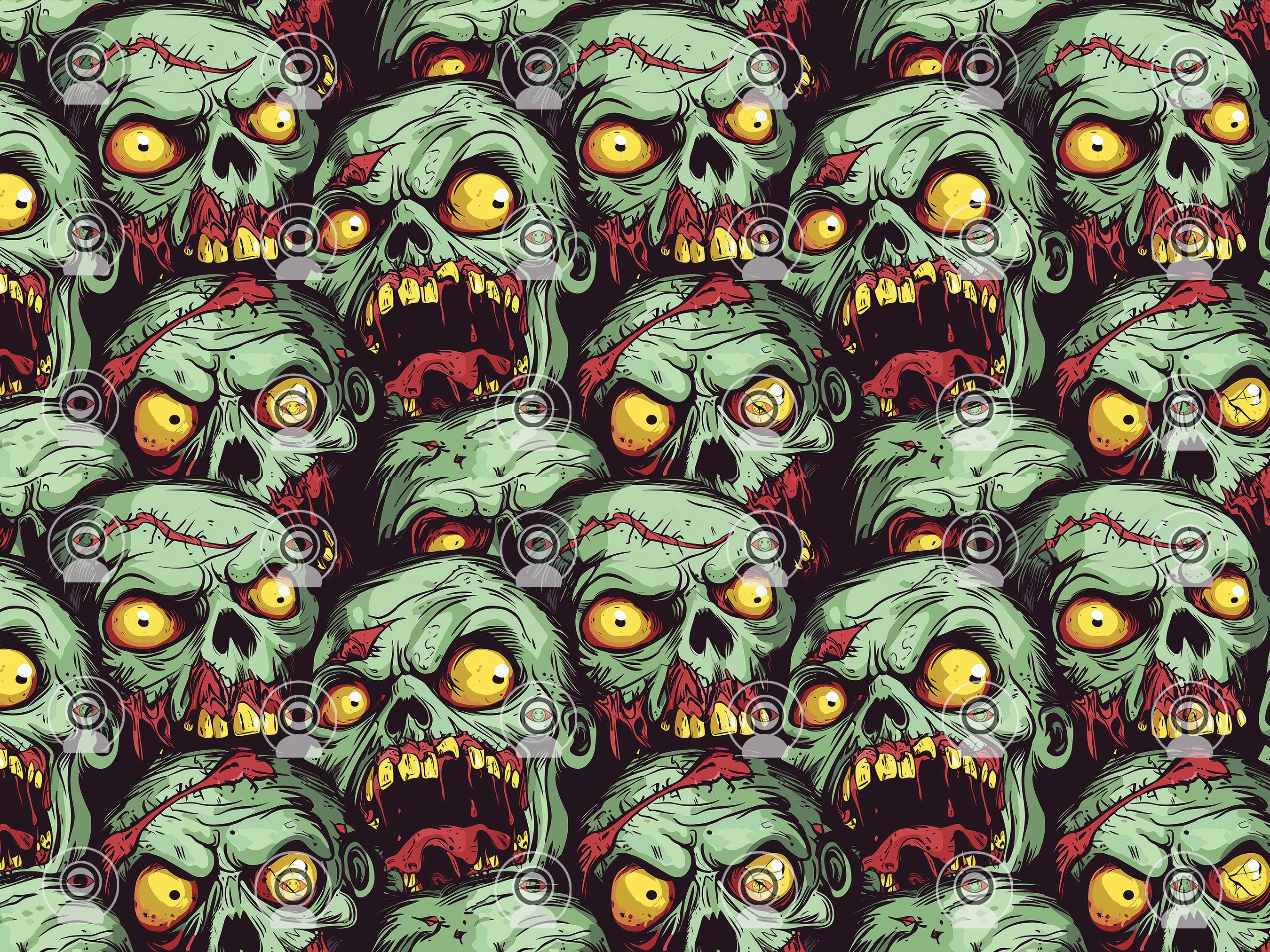 Undead Patterns Horror Zombie Seamless Pattern Digital Download Tile Background ...