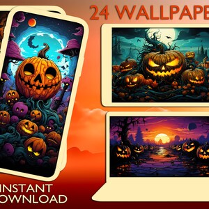 Halloween Pumpkin Wallpaper 24 Digital Download Backgrounds Halloween Mobile Wallpaper Halloween Desktop Wallpaper Jack O Lantern Wallpaper