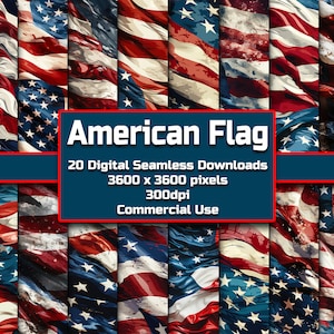 American Flag Seamless Pattern Digital Download Tile Background Patriotic Wallpaper Commercial Use USA Texture United States Digital Paper