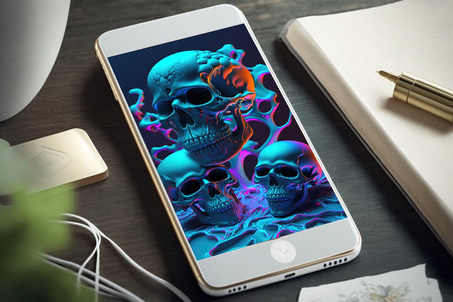 Trippy Skull Phone Wallpaper 8 Digital Download Backgrounds iPhone ...