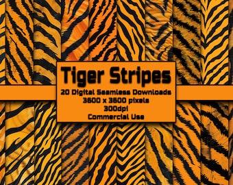 Tiger Stripe Seamless Pattern Digital Download Tile Background Animal Print Wallpaper Commercial Use Texture Tiger Design Digital Paper