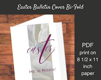 Easter Church Bulletin Cover | Bi-Fold Design | PDF | Easter-He is Risen!