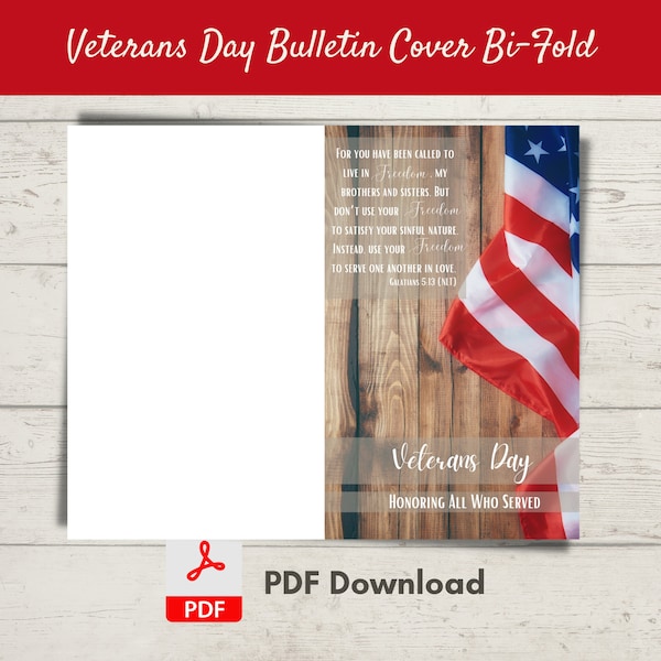 Veterans Day Bulletin Cover | Bi-Fold Design | PDF