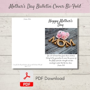 Mother's Day Church Bulletin Cover | Bi-fold Design | PDF - Etsy