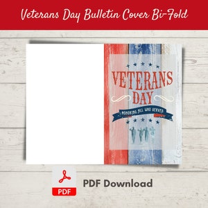 Veterans Day Bulletin Cover | Veterans Program Flyer | Bi-Fold Design | PDF