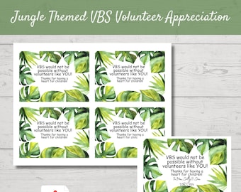 VBS Volunteer Appreciation Tags Jungle Themed | Vacation Bible School Printable PDF