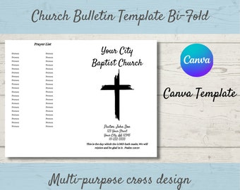 Church Bulletin Template | Bi-Fold Cross Design
