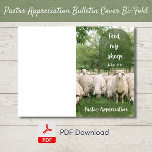 Pastor Appreciation Church Bulletin Cover | Bi-Fold Design | PDF | Feed My Sheep