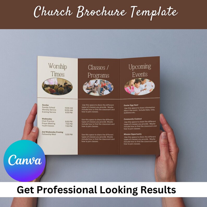 Church Brochure Template - Canva - Customize - 8 1/2 X 11 Tri-fold ...