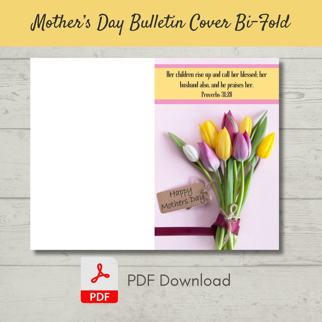 Mother's Day Church Bulletin Cover | Bi-fold Design | PDF - Etsy