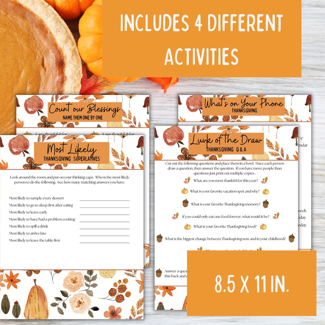 Printable Thanksgiving Activities | Thanksgiving Family Games | 4 Game Bundle - Etsy