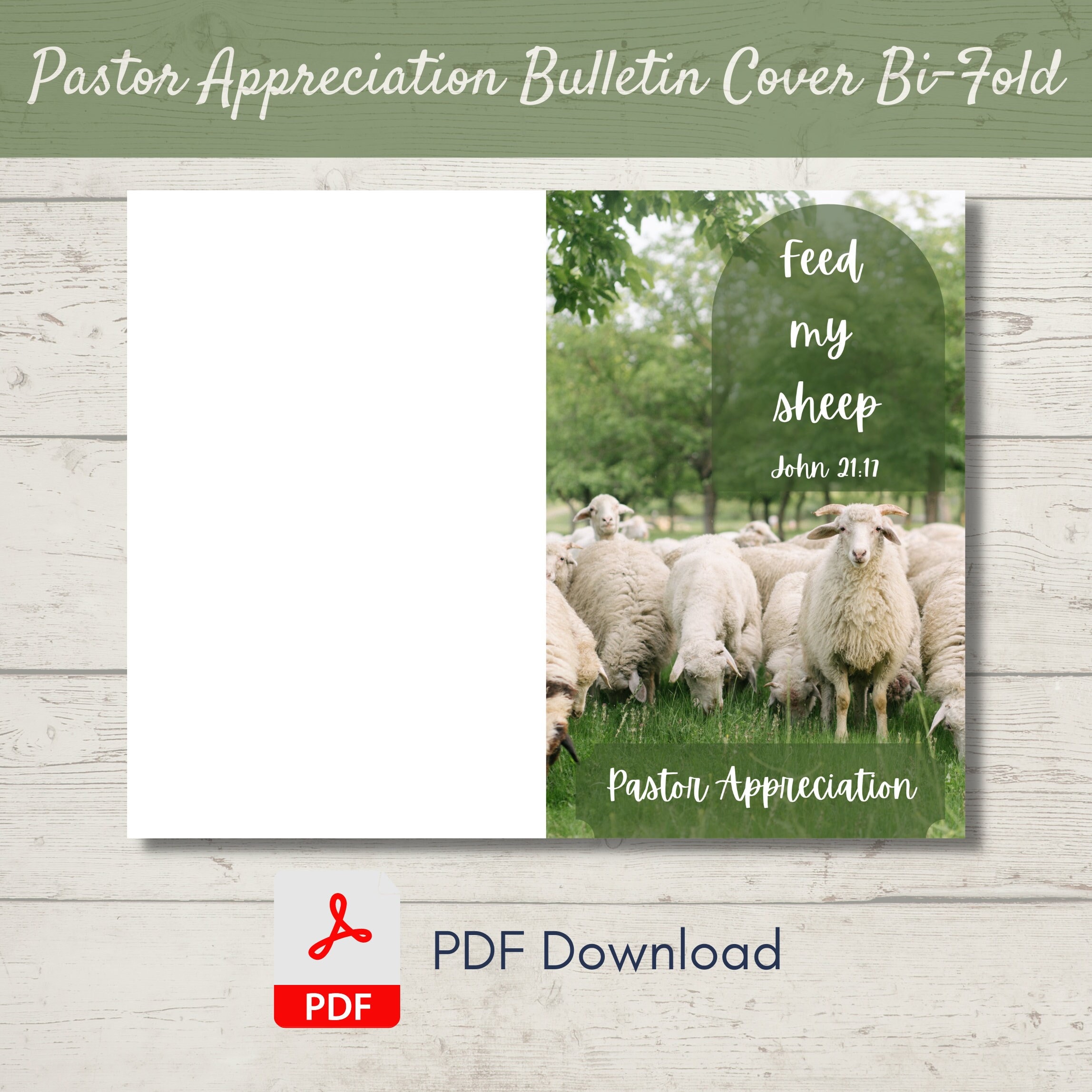 Pastor Appreciation Church Bulletin Cover Bifold Design PDF Feed My