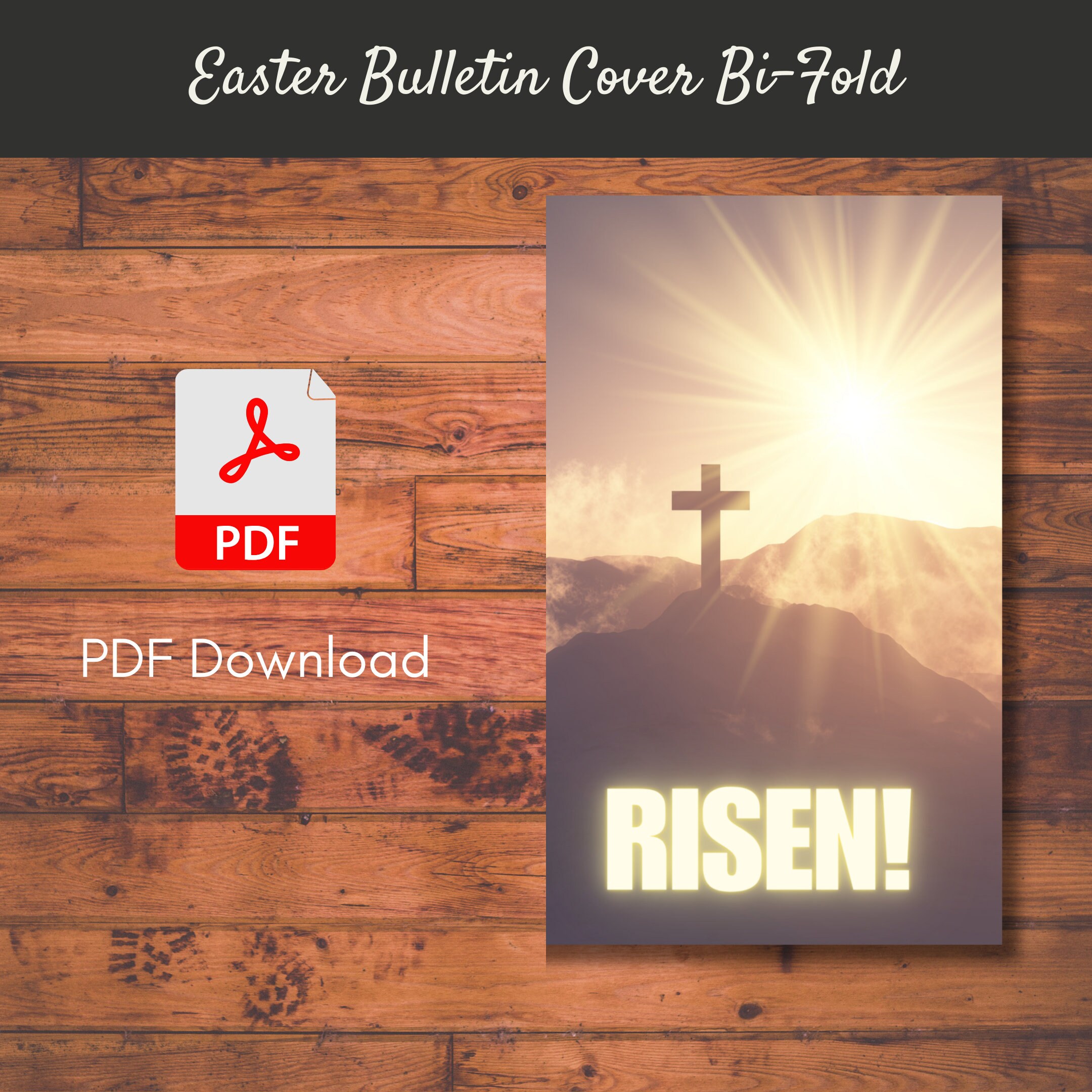 Easter Church Bulletin Cover | Bi-fold Design | PDF | Easter-risen! - Etsy