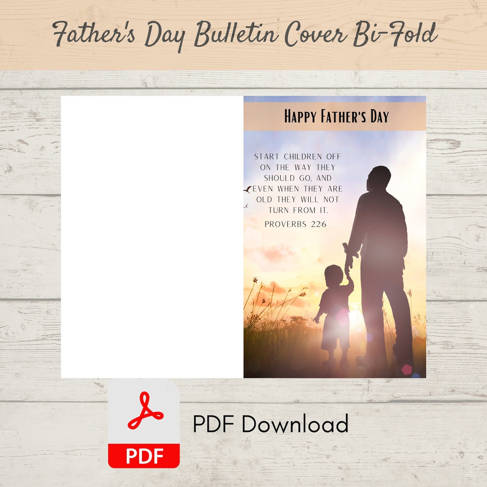 Father's Day Bulletin Cover | Bi-fold Silhouette Design (PDF) - Etsy