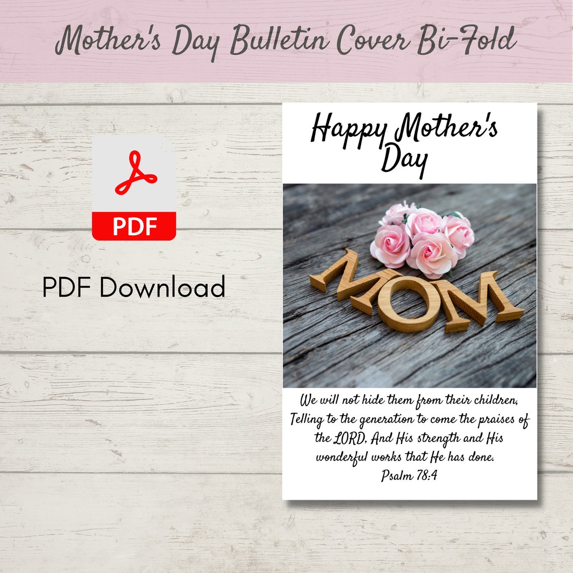 Mother's Day Church Bulletin Cover | Bi-fold Design | PDF - Etsy