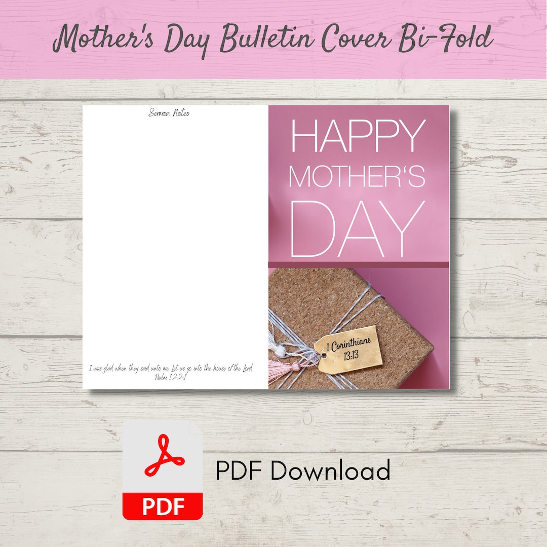 Mother's Day Bulletin Cover Bi-fold Design PDF - Etsy