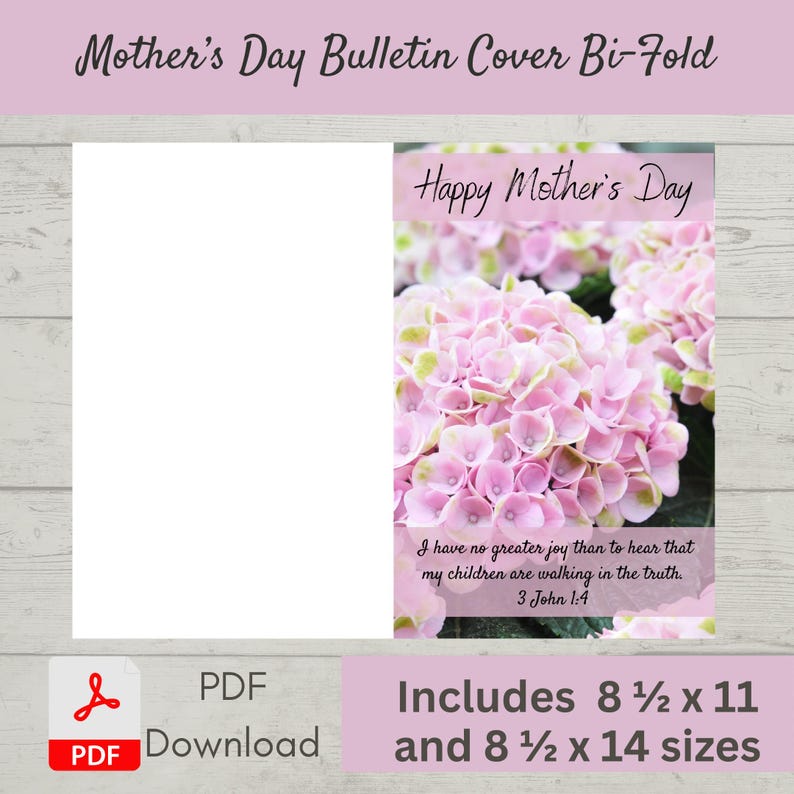 Mother's Day Church Bulletin Cover | Bi-fold Design | PDF - Etsy