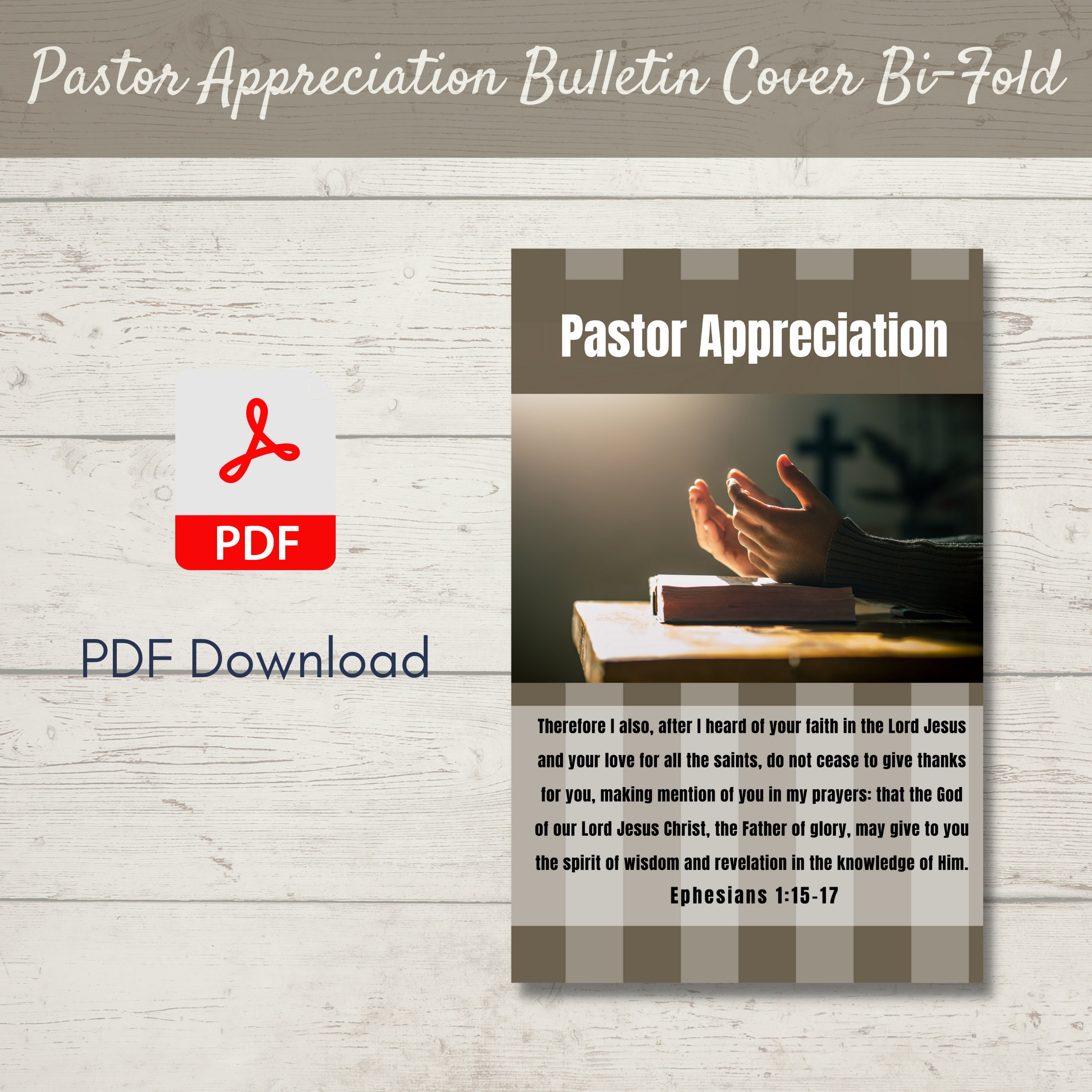 Pastor Appreciation Church Bulletin Cover Bifold Design PDF Ephesians Etsy