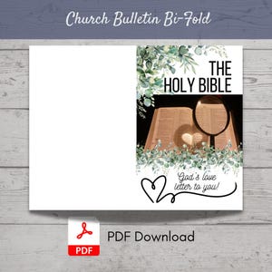 Portada del boletín de la iglesia / Diseño plegable / PDF / Carta de amor de Dios de la Santa Biblia / Boletín del día de San Valentín