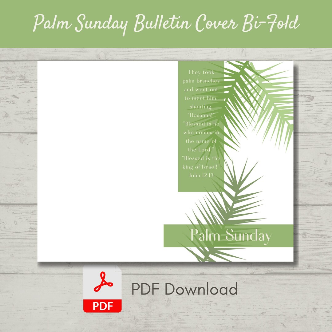 Palm Sunday Bulletin Cover | Hossana John 12:13 | Easter Week | Bi-fold ...