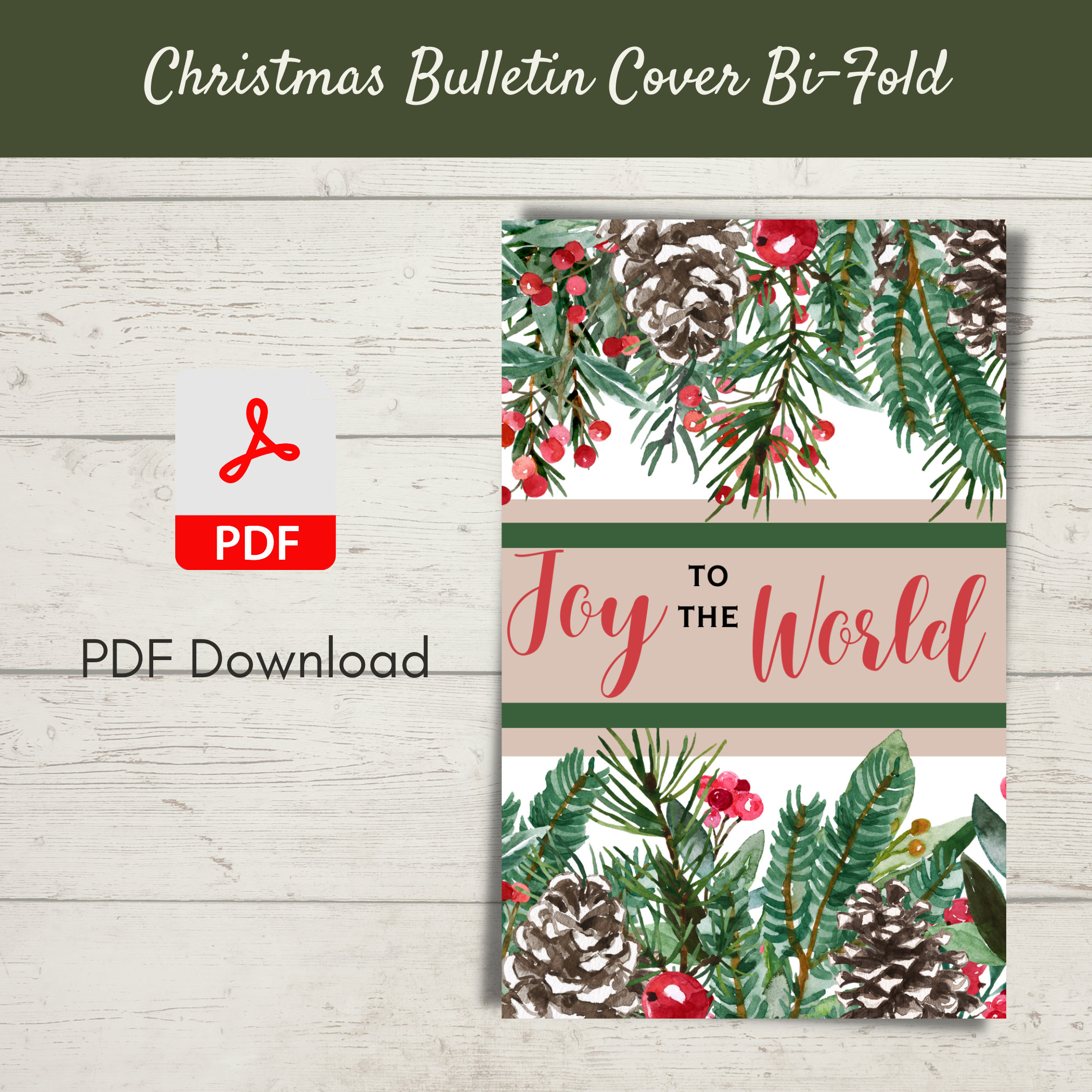 christmas church bulletin cover | bi-fold design | pdf | holiday