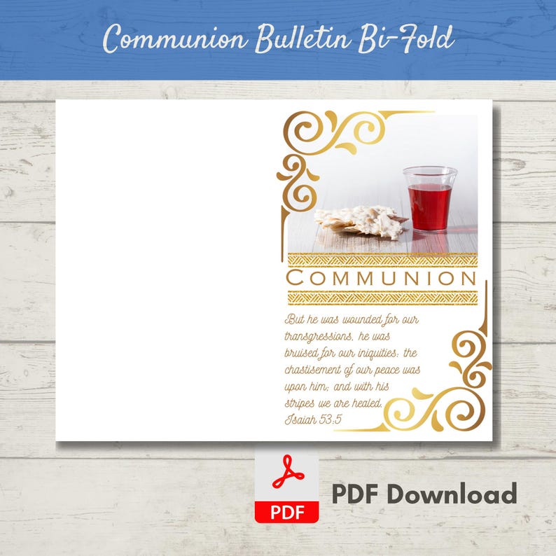 Holy Communion / the Lord's Supper Church Bulletin Cover | Bi-fold ...