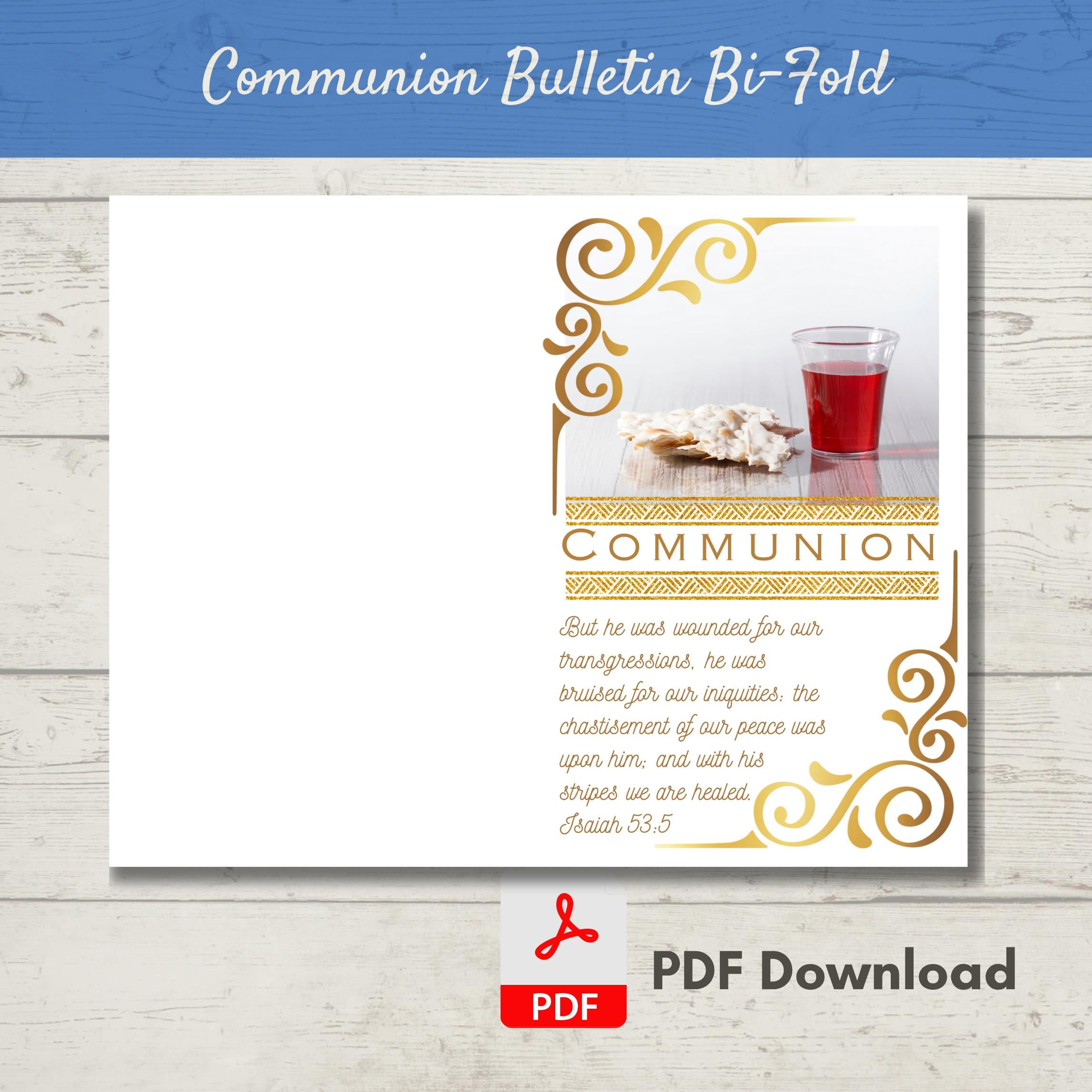 Holy Communion / the Lord's Supper Church Bulletin Cover | Bi-fold ...