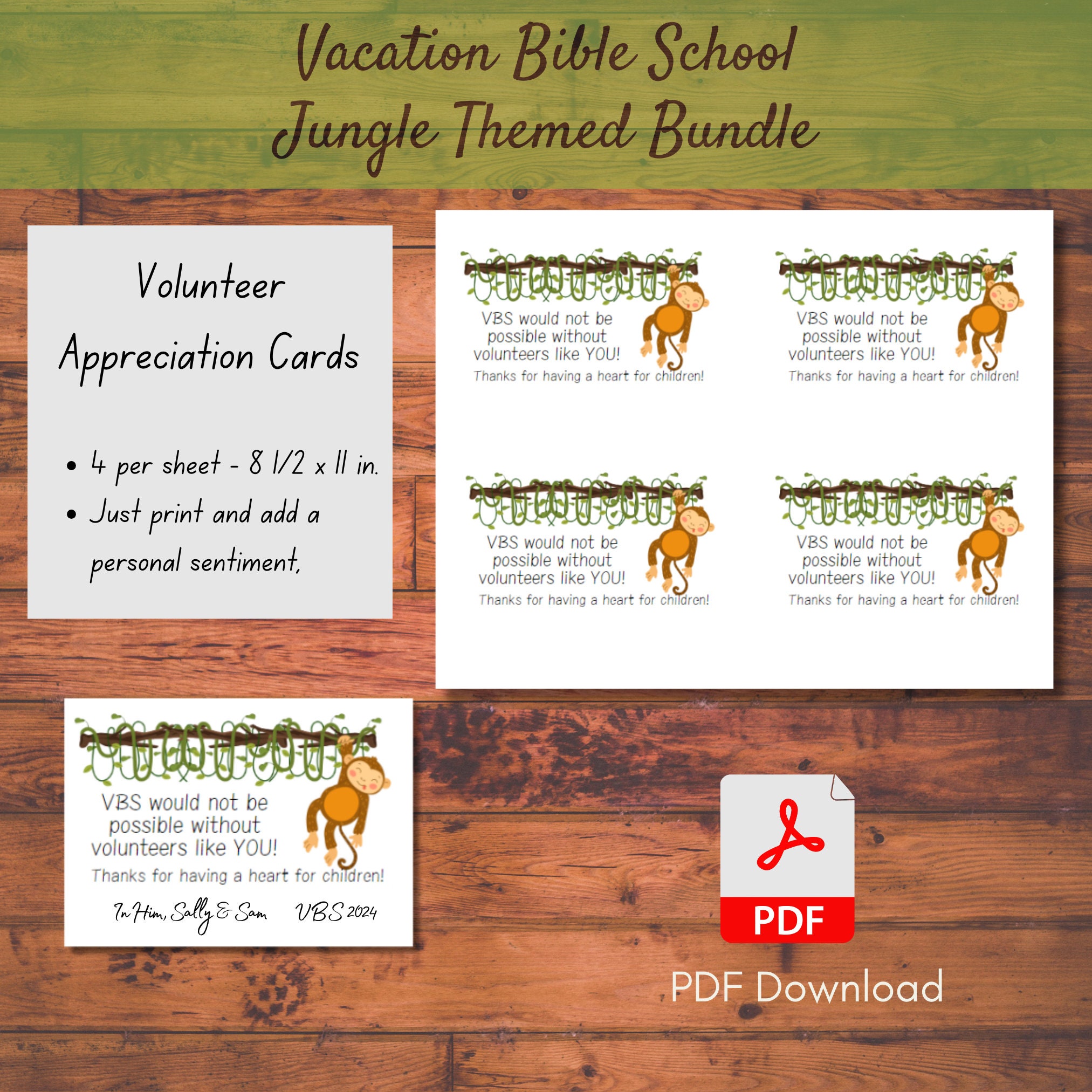 Jungle VBS Printable Bundle: Name Tags, Certificates, Cards (digital ...