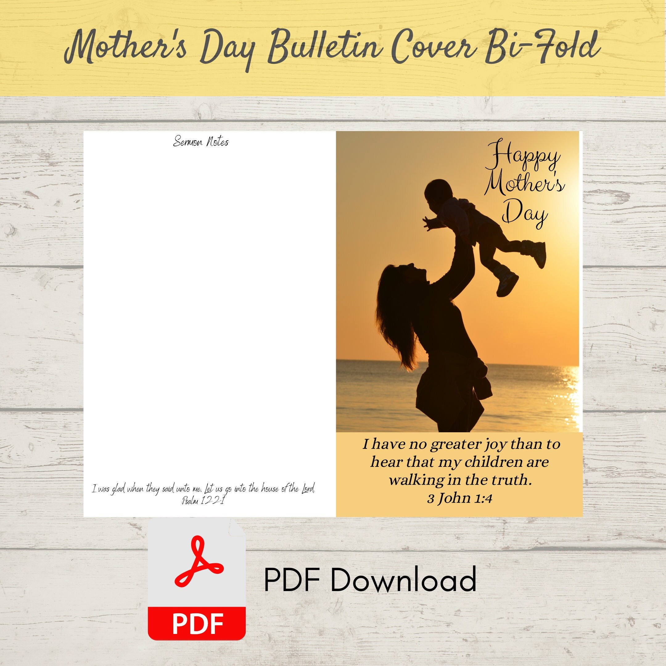 Mother's Day Bulletin Cover Bi-fold Design PDF - Etsy