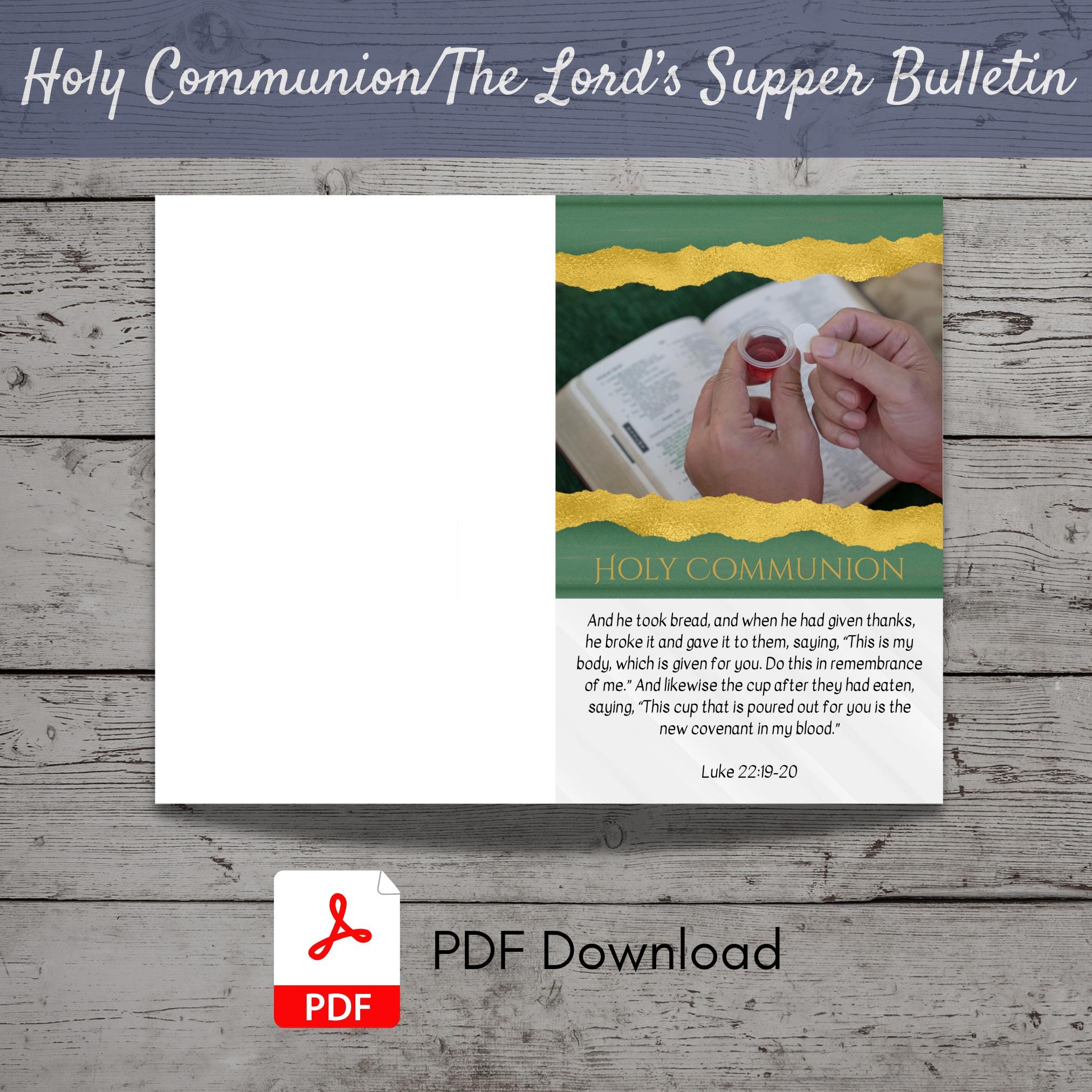 Holy Communion Church Bulletin Cover | Bi-fold Design (PDF) - Etsy