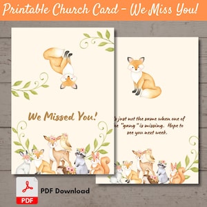 Druckbare We Miss You Karte | Kind Fräulein Sie Karte | Sonntagsschule Kirche Outach Karte | PDF-Datei