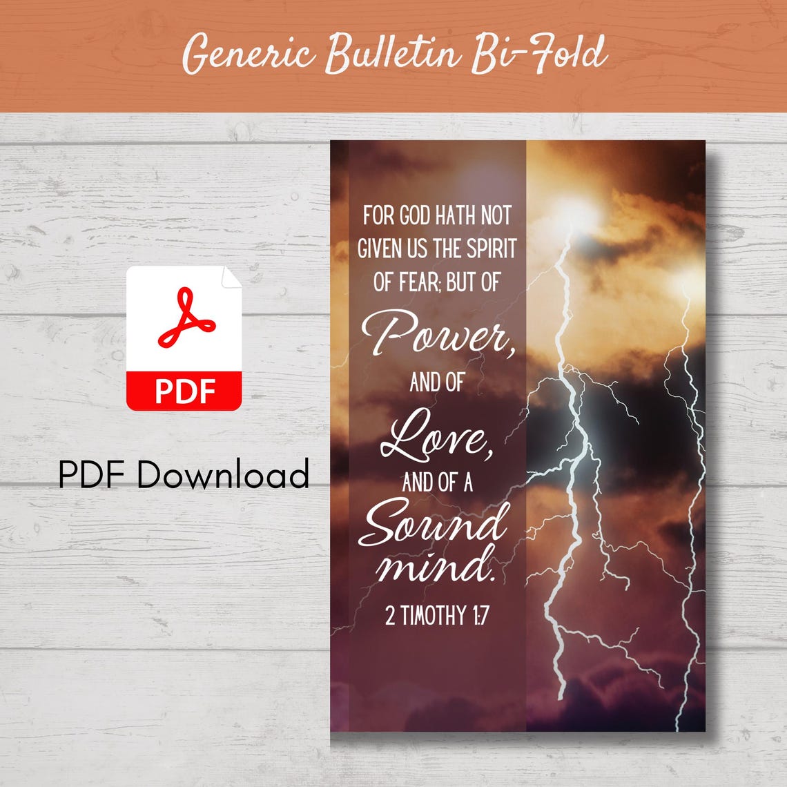 Church Bulletin Cover | Bi-fold Design | PDF | Spirit of Fear, Power ...