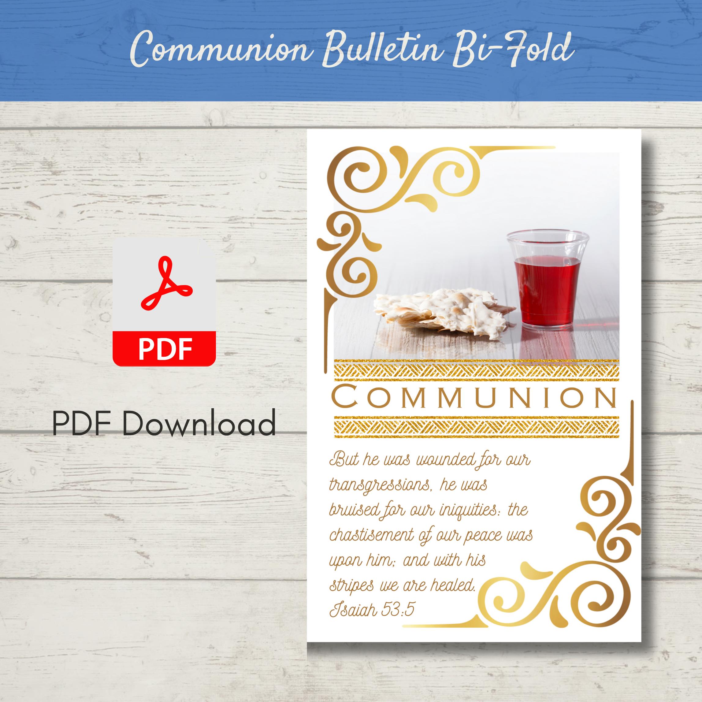 Holy Communion / the Lord's Supper Church Bulletin Cover | Bi-fold ...